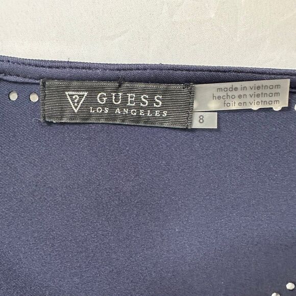 Guess Women’s Navy Blue V-Neckline Cutout-Trim Sleeveless Fit & Flare Dress Sz 8 - Picture 5 of 9